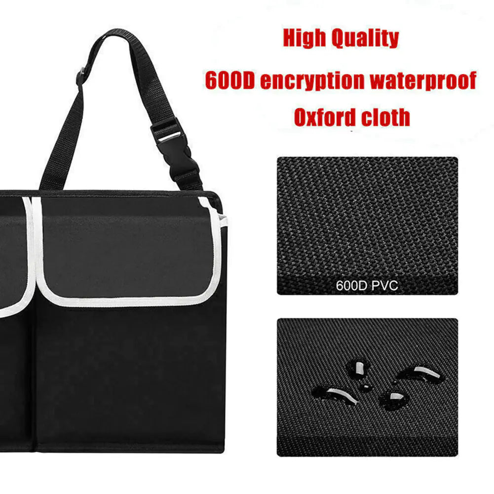 Large Capacity Car Trunk Storage Box with 4 Pockets