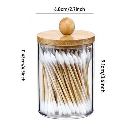 Bamboo Lids Apothecary Jars for Bathroom Storage Set